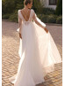 Two Pieces Ivory Satin Organza Civil Wedding Dress